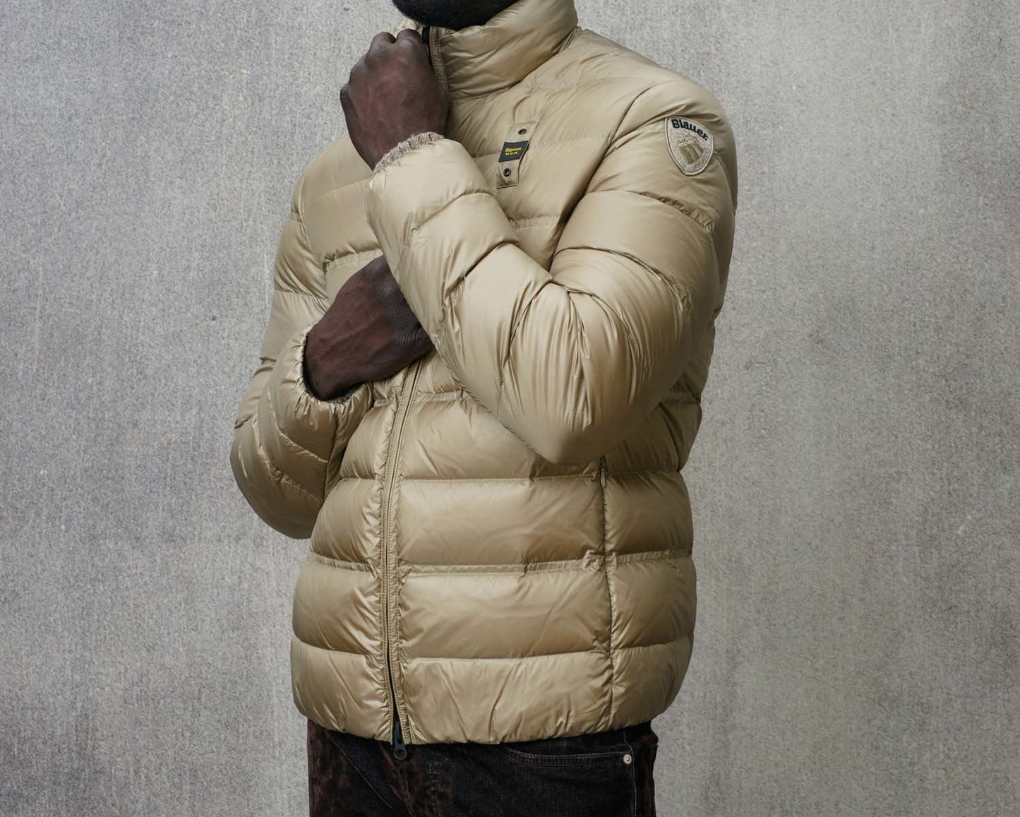 BLAUER PIUMINO UOMO SENZA CAPPUCCIO COL.BEIGE MOD.BLUC03062/301