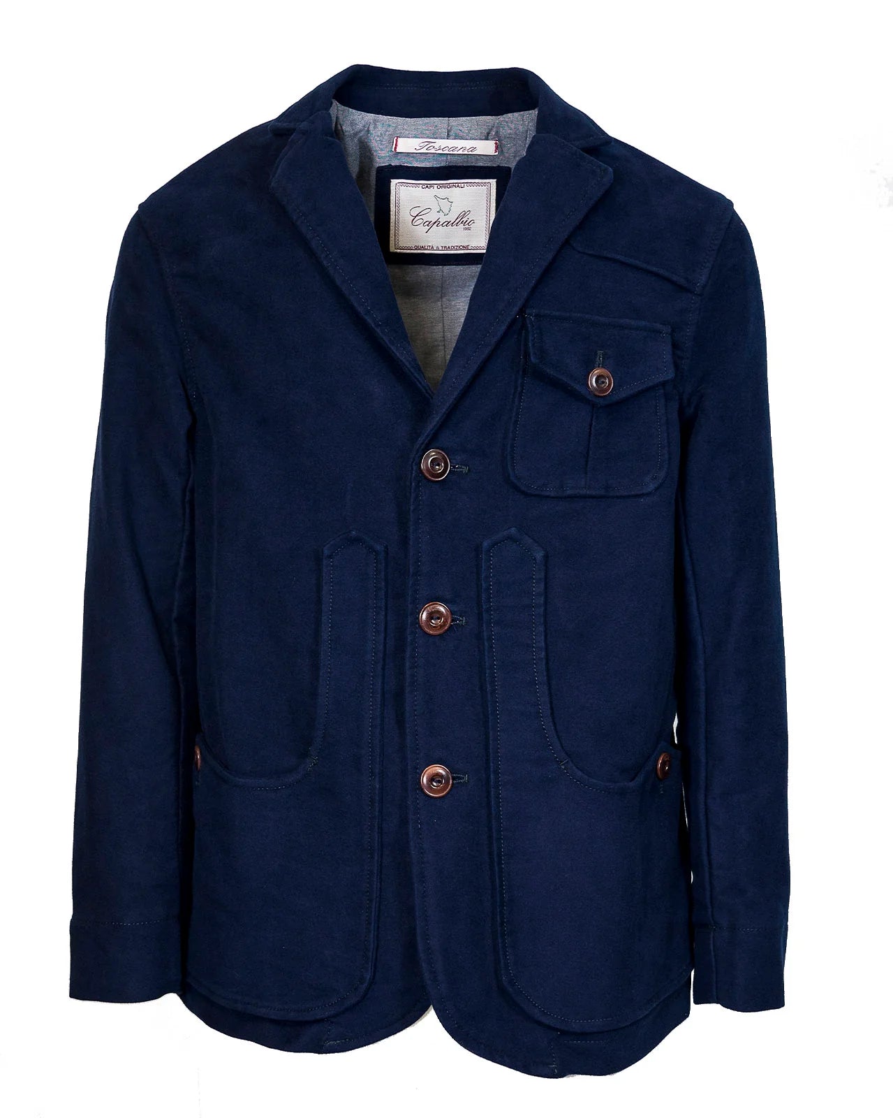 CAPALBIO GIACCA MAREMMANA COL.612 TESSUTO FUSTAGNO COL BLU DARK NAVY
