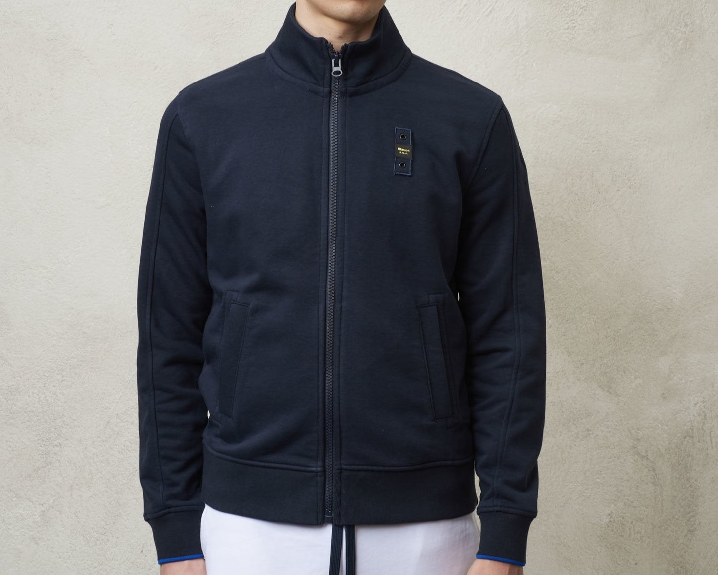 BLAUER FELPA CON ZIP BLU MOD.BLUF01193/888 UOMO