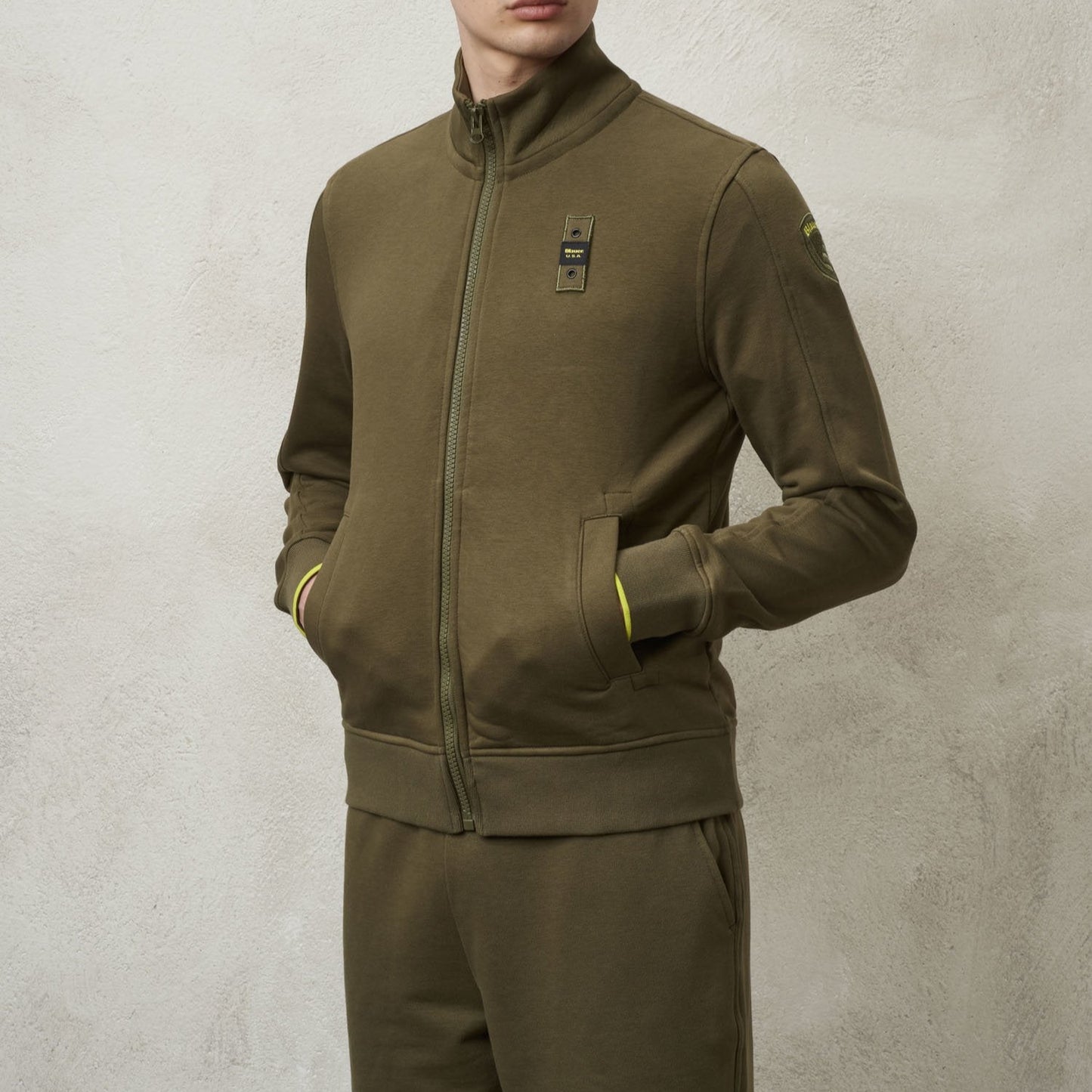 BLAUER FELPA CON ZIP VERDE MILITARE MOD.BLUF01193/685