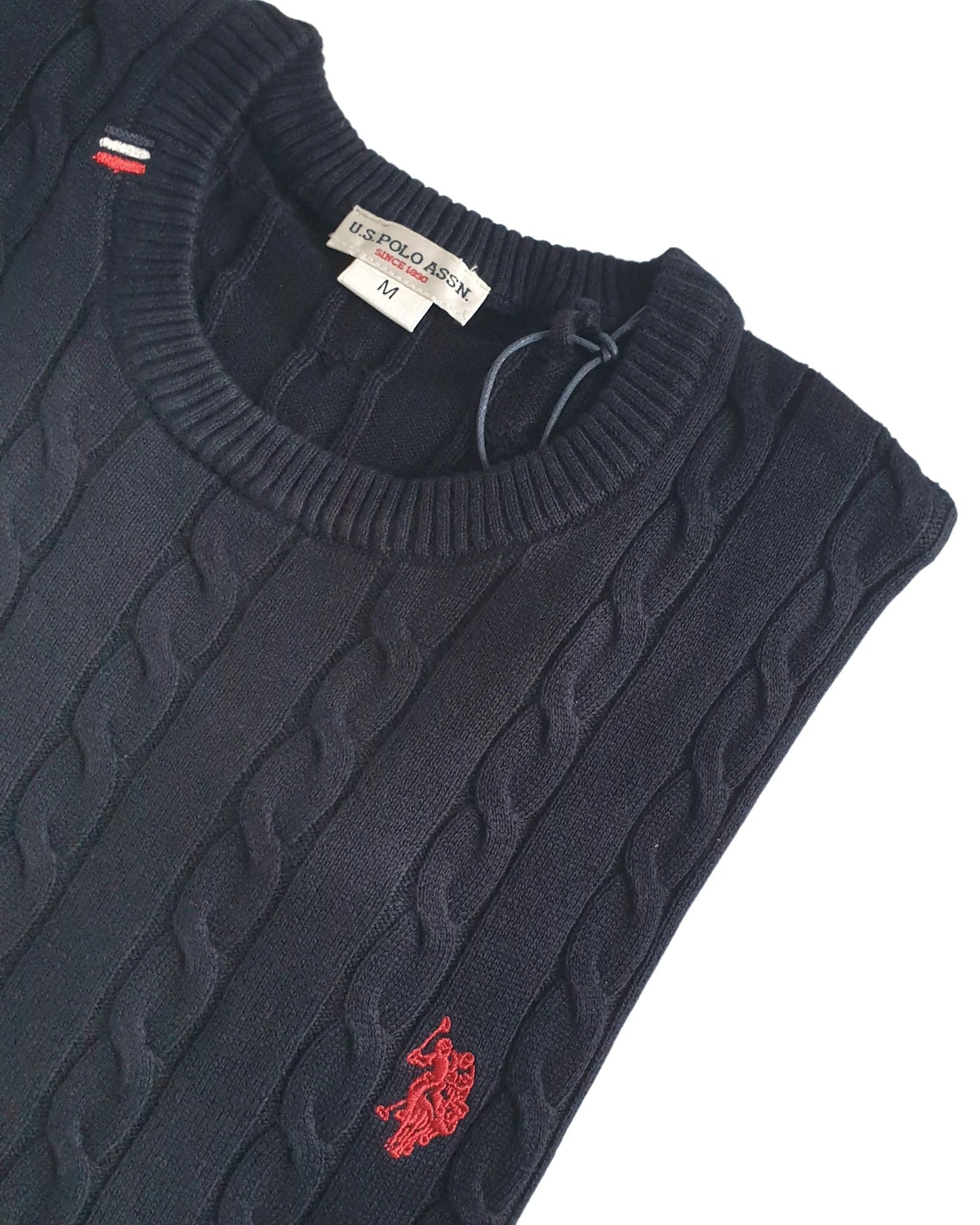 U.S.POLO MAGLIA COTONE LAVORAZIONE A TRECCIA COL.BLU MOD.54885/179