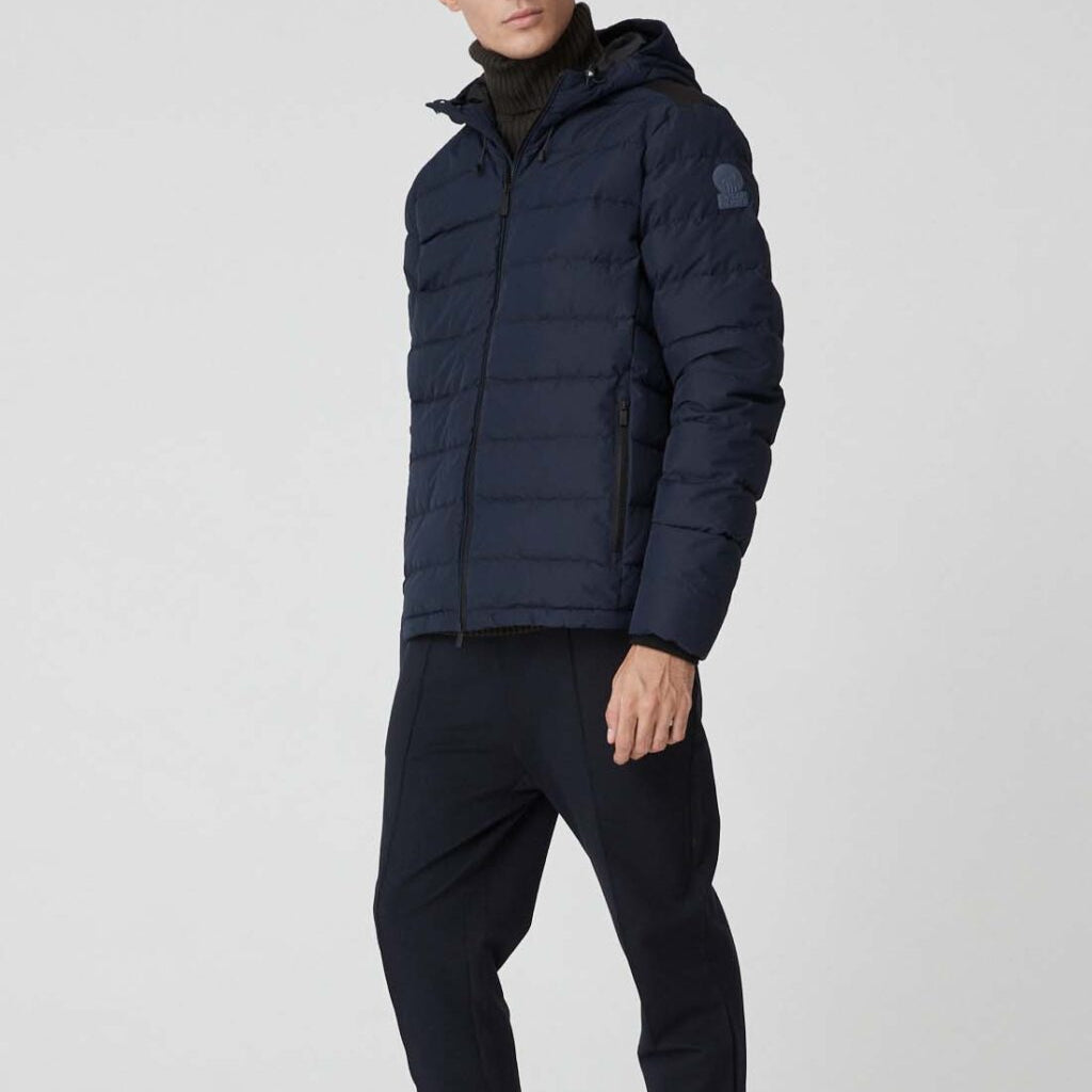 CIESSE STEVENSON 2.0 – PIUMINO UOMO BLU CON CAPPUCCIO SPALLA NERA