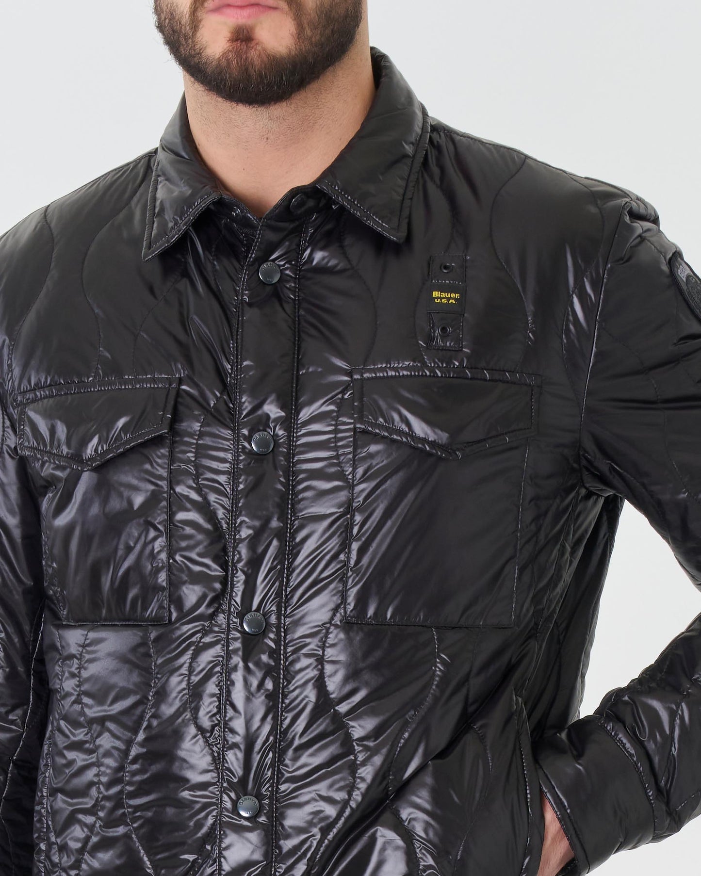 BLAUER  GIUBBINO CAMICIA UOMO MOD.BLUC2059/999  NERO IMBOTT.OVATTA