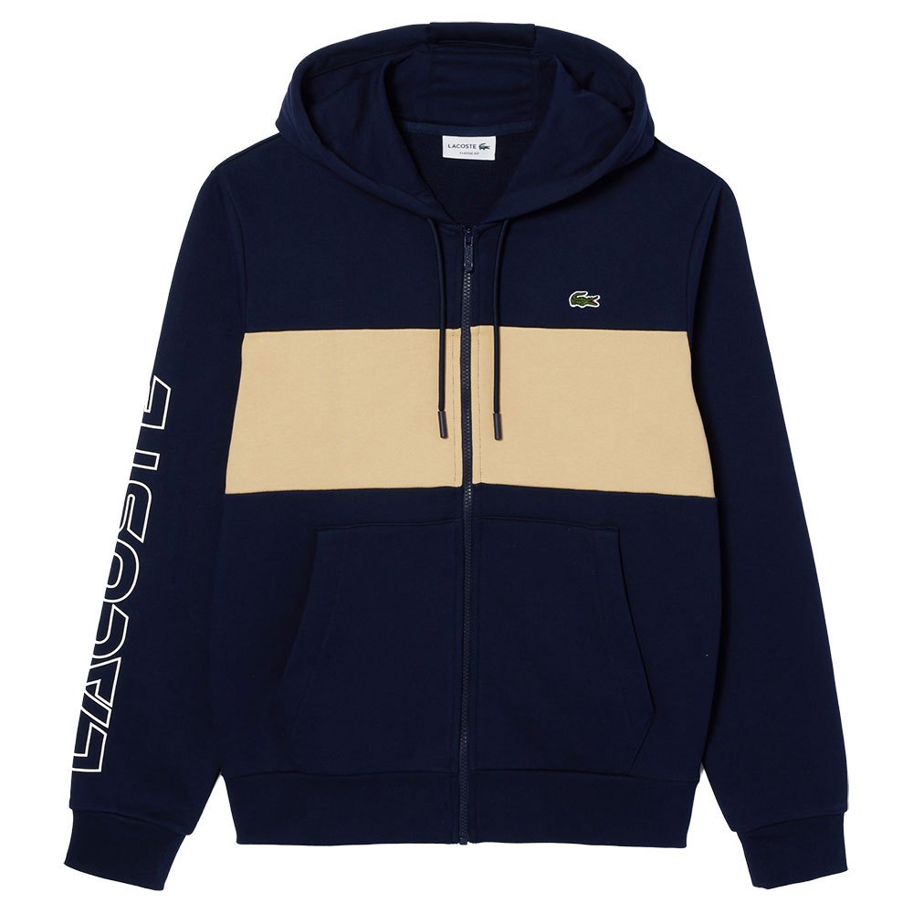 LACOSTE FELPA CON CAPPUCCIO E CERNIERA COL BLU/BEIGE MOD.SH1416/IP7